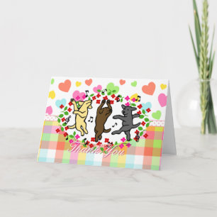 Happy Dancing Labrador Trio Cartoon Thank You Card
