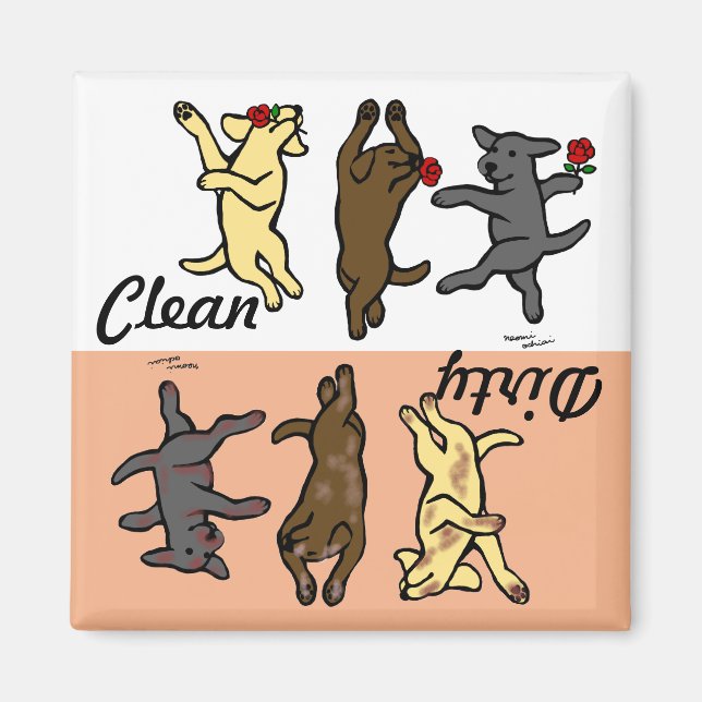 Happy Dancing Labradors Clean / Dirty Magnet (Front)
