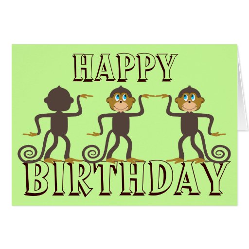 Happy dancing monkeys, birthday greeting cards | Zazzle