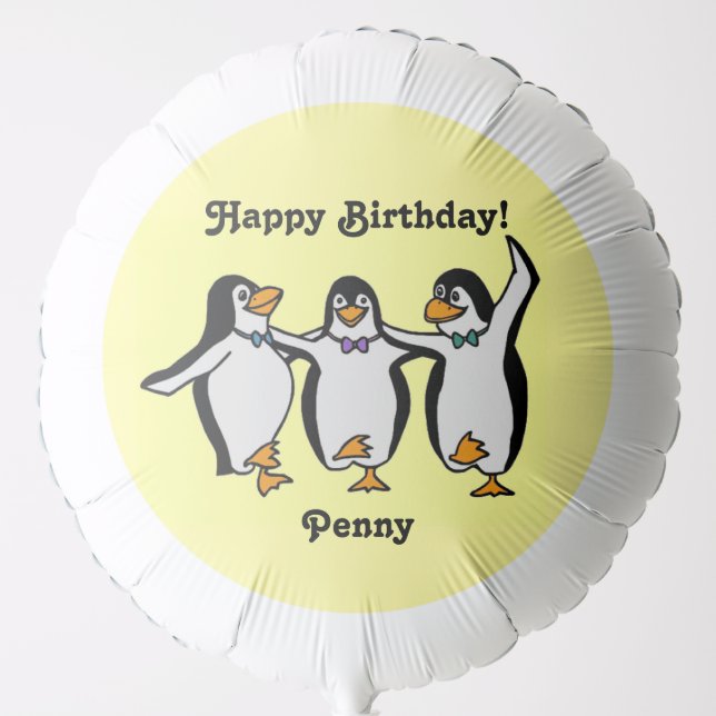 Happy Dancing Penguins Birthday Party Balloon (Front)