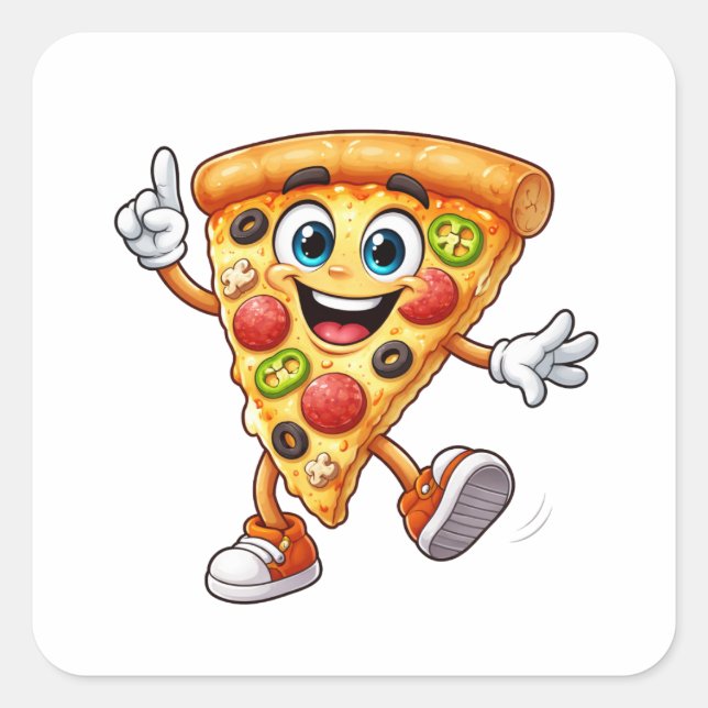Happy Dancing Pizza Slice Cartoon Sticker (Front)