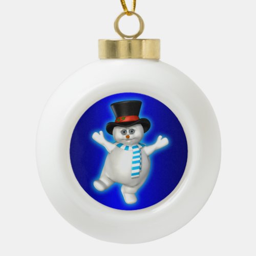 Happy Dancing Snowman on Blue