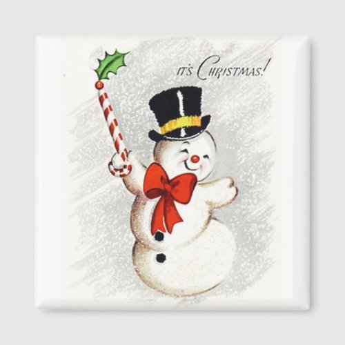 Happy Dancing Snowman Vintage Magnet