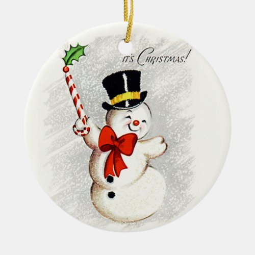 Happy Dancing Snowman Vintage Ornament