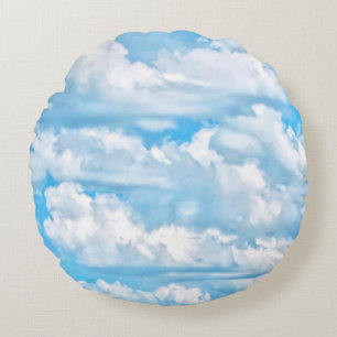 Happy Dancing Sunny Clouds Decor Round Pillow