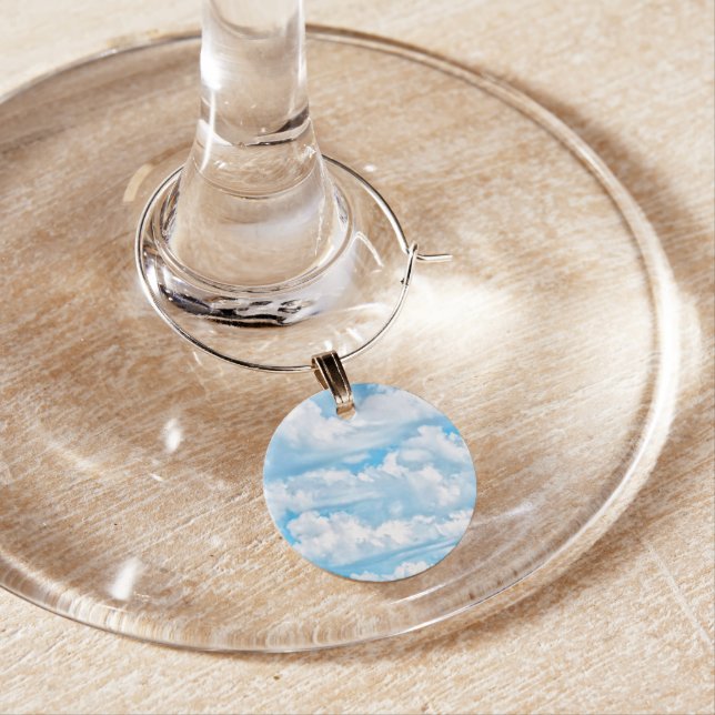 Happy Dancing Sunny Clouds Decor Wine Charm (In Situ)