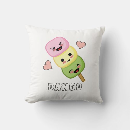Happy Dango Dumplings Throw Pillow