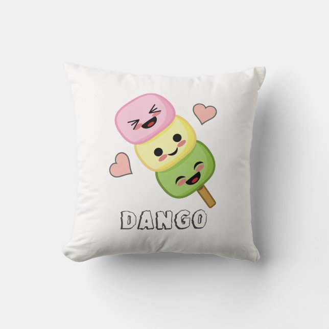 Happy Dango Dumplings Throw Pillow (Front)