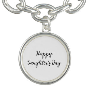 Happy daughters day si.ple minimal add name text t bracelet