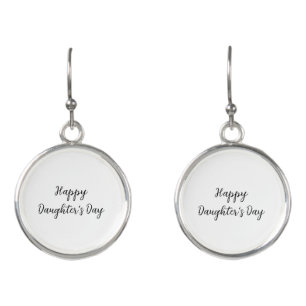 Happy daughters day si.ple minimal add name text t earrings