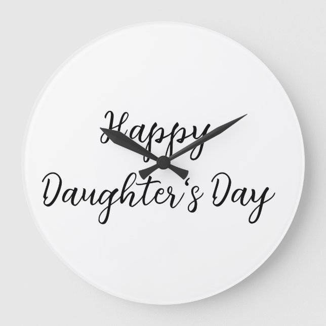 Happy daughters day si.ple minimal add name text t large clock (Front)
