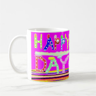 Happy day art design sugar candy brite colors coffee mug