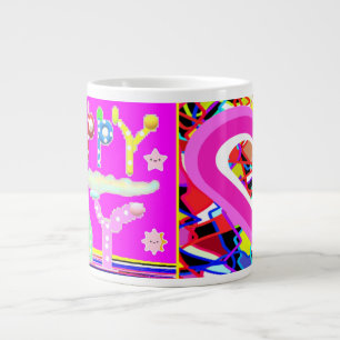 Happy day art design sugar candy brite colors giant coffee mug