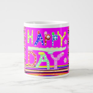 Happy day art design sugar candy brite colors giant coffee mug
