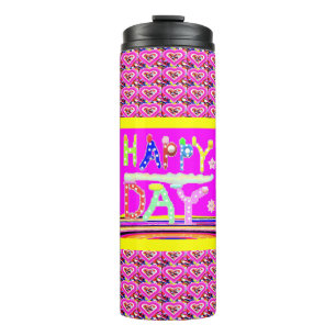 Happy day art design sugar candy brite colors thermal tumbler