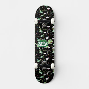 "Happy Day" Assembled black with turtle/rainbows Skateboard