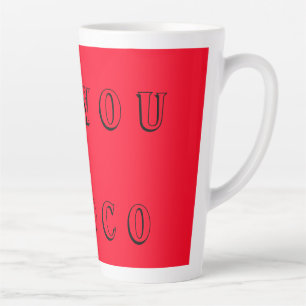 HAPPY DAY BIG BRITE COLORS WITH WORD MESSAGE RED LATTE MUG