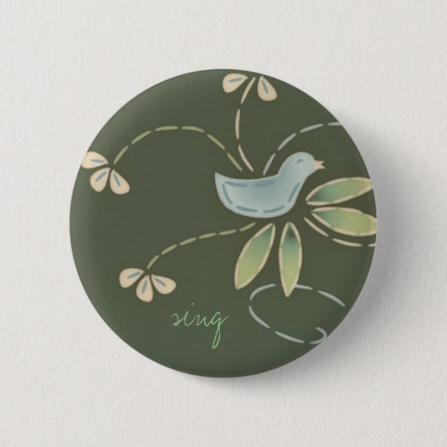 happy day bird, sing pinback button (Front)