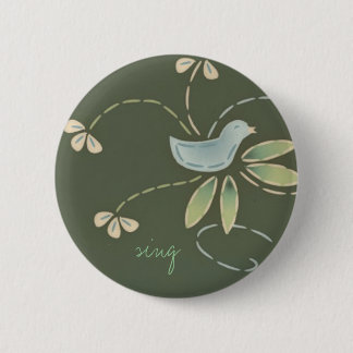 happy day bird, sing pinback button
