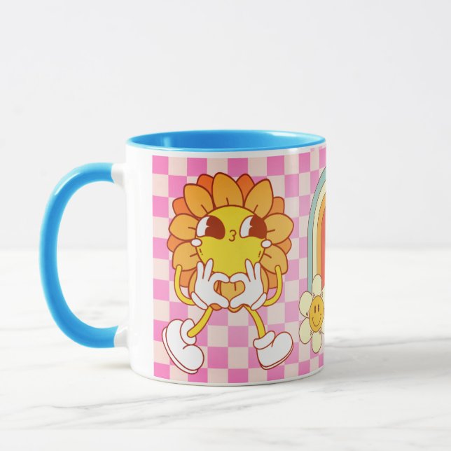 Happy Day blue handle mug (Left)