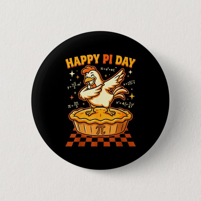 Happy day chicken pot day pie math lover geek 3.14 button (Front)