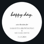 Happy Day Clean Simple Modern Save the Date Classic Round Sticker<br><div class="desc">Happy Day Clean Simple Modern Save the Date</div>