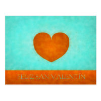 Happy day of San Valentin. Postal Heart Orange Postcard