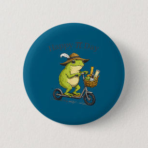 Happy day pie 3.14 frog scooter funny math teacher button