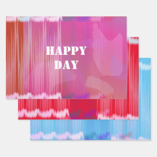 HAPPY DAY Three Colours Wrapping Paper Sheet Set