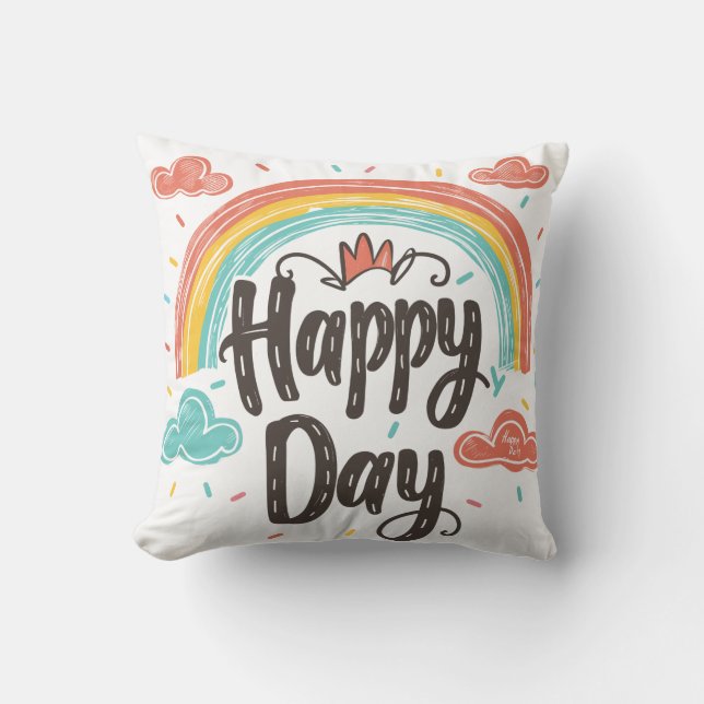 Happy Day Throw Pillow (Front)