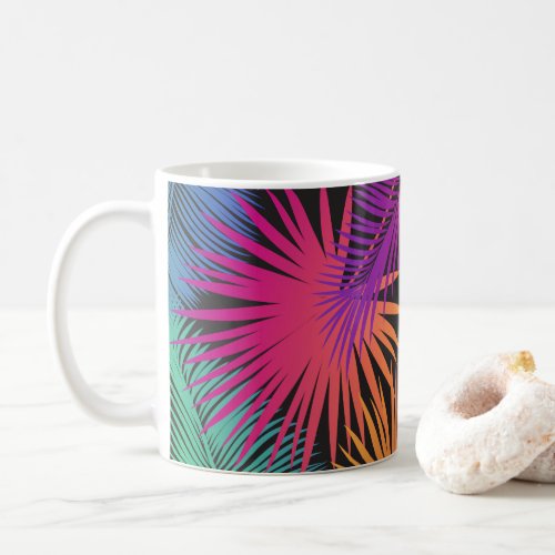 Happy Day Travel Tropical palm tree leaves Jungle Coffee Mug