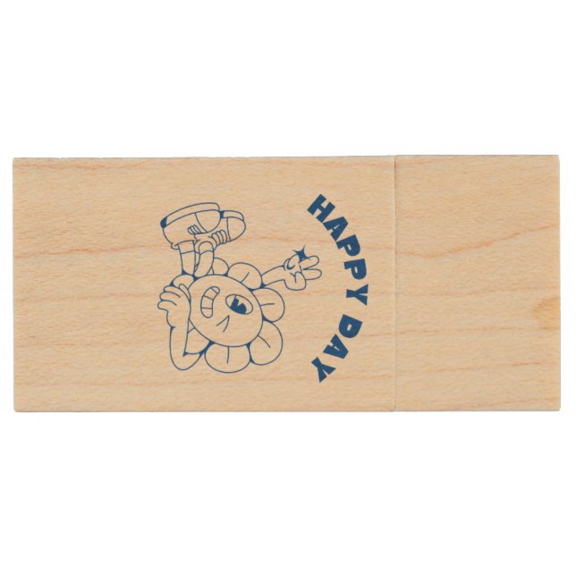 Happy day wood flash drive (Front)