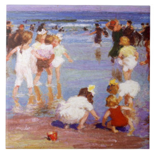 Happy Days at the Beach (by E.H. Potthast) Ceramic Tile