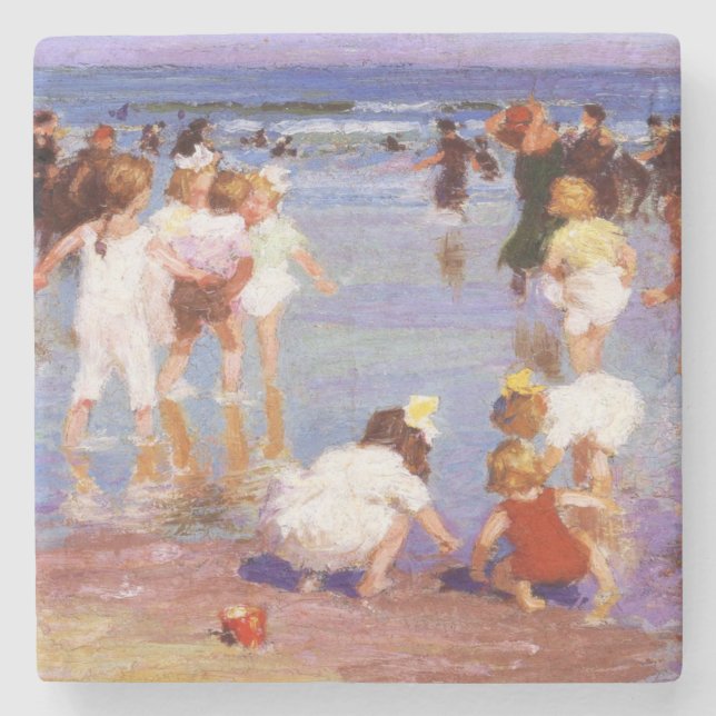 Happy Days at the Beach (by E.H. Potthast) Stone Coaster (Front)