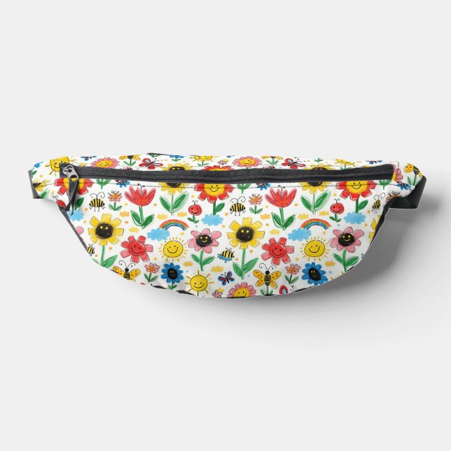 Happy Days - Cheerful Flower and Friends Pattern Fanny Pack (Lay Down)
