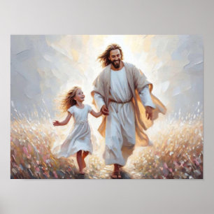 Happy Days, Christian Art, Jesus and Girl, Jesus Poster