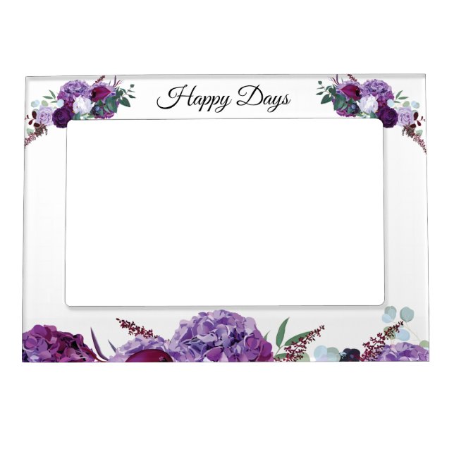 Happy Days Customizable Purple Floral Magnetic Frame (Front)