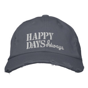 Happy Days Positive Quote Rustic Blue Vintage Embroidered Baseball Cap