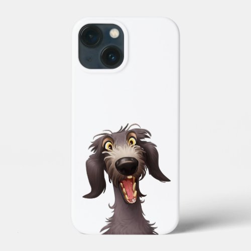 Happy Deerhound _ Cartoon Portrait of a Hound iPhone 13 Mini Case