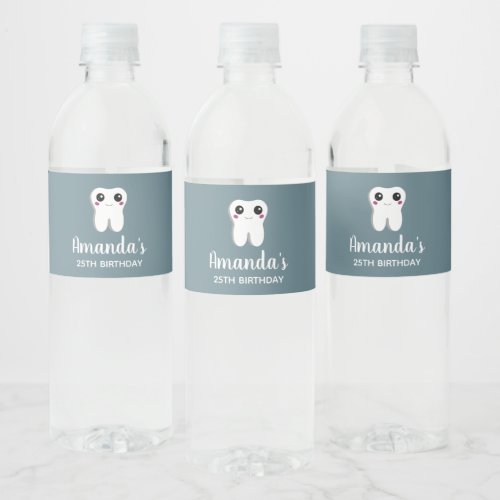 Happy Dental Tooth Smiling Birthday Water Bottle Label