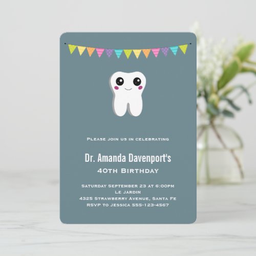 Happy Dental Tooth Smiling Cute Birthday Invitation