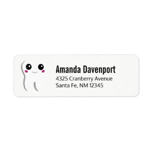 Happy Dental Tooth Smiling Cute Drawing Address Label