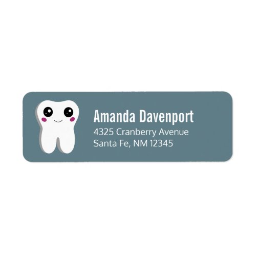 Happy Dental Tooth Smiling Cute Drawing Address Label