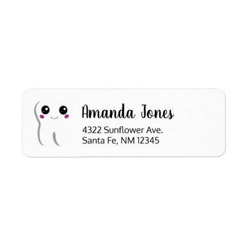 Happy Dental Tooth Smiling Cute Drawing Address Label