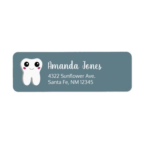 Happy Dental Tooth Smiling Cute Drawing Label