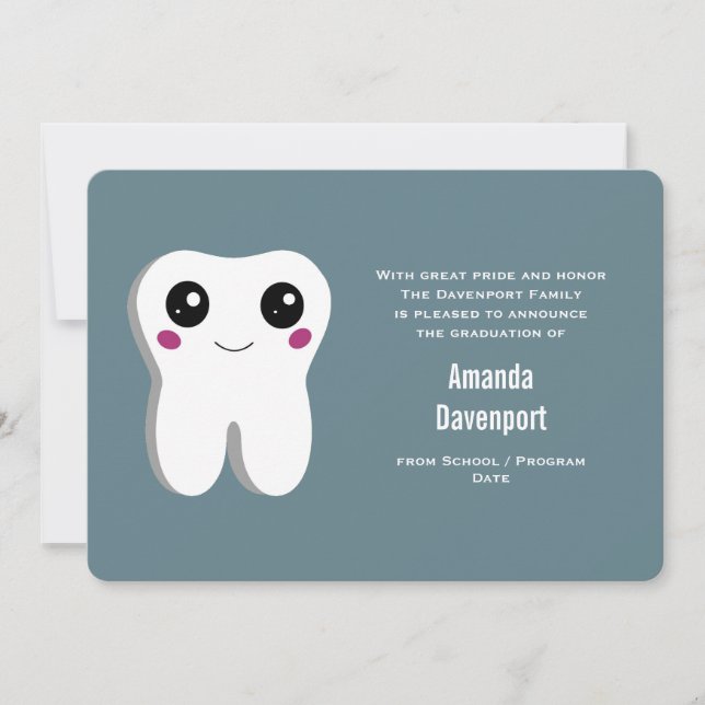 Happy Dental Tooth Smiling Cute Graduation Announcement (Front)