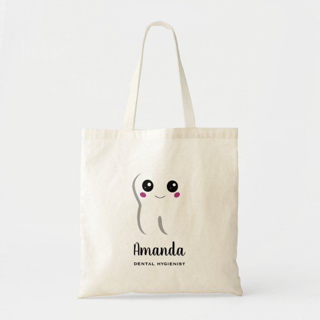Happy Dental Tooth Smiling Cute Tote Bag (Front)
