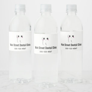 Happy Dental Tooth Smiling Water Bottle Label