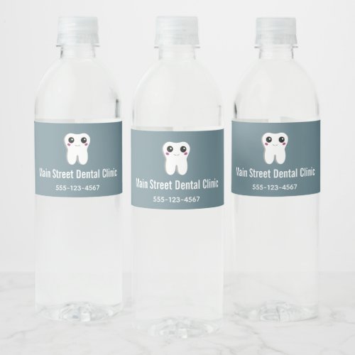 Happy Dental Tooth Smiling Water Bottle Label