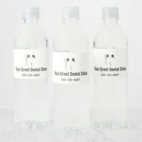 Happy Dental Tooth Smiling Water Bottle Water Bottle Label
